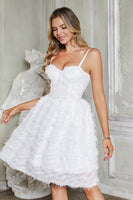 Load image into Gallery viewer, A-Line Spaghetti Straps Short Little White Graduation Dress