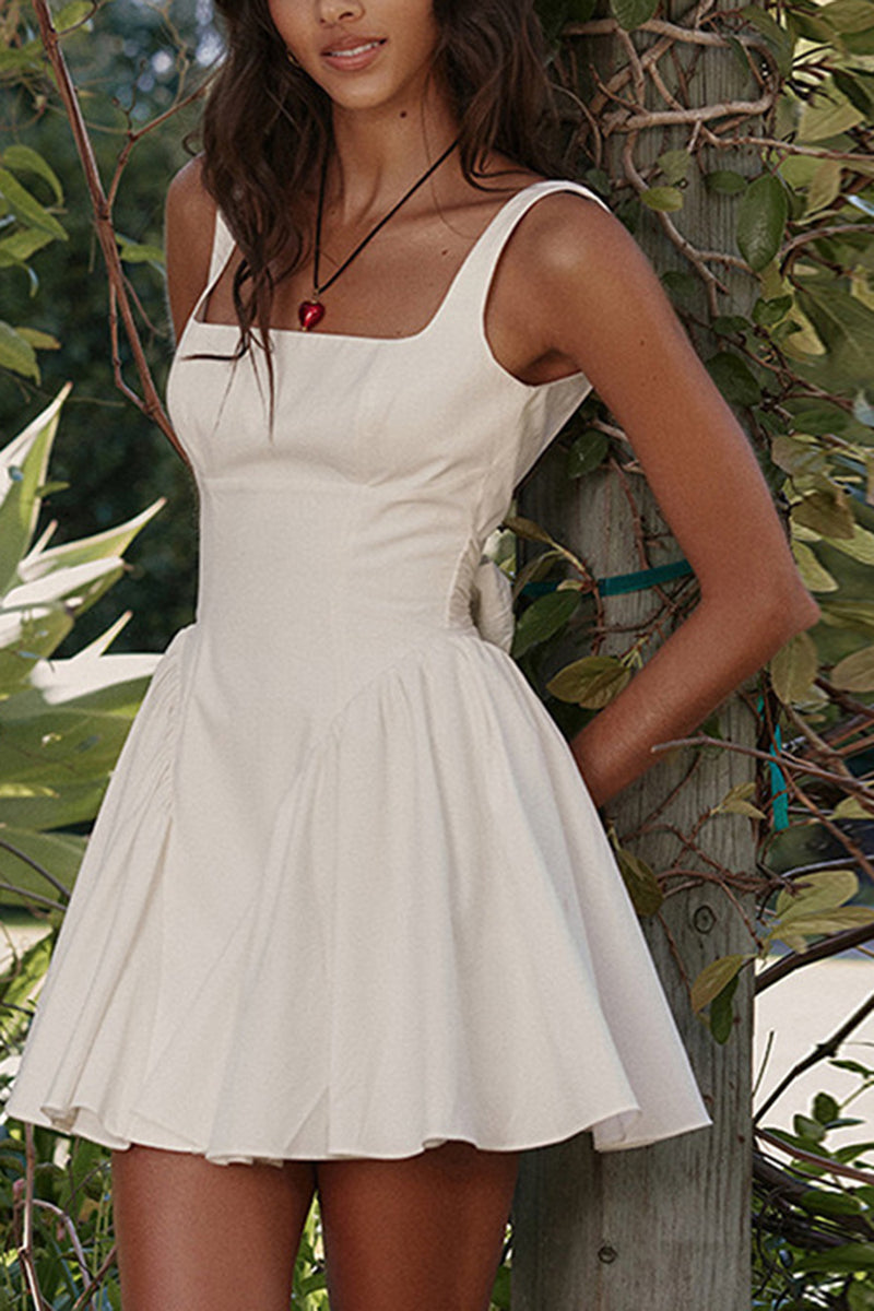 Hellymoon Women Graduation Dress A-Line Square Neck Open Back Little White Dress hellymoonuk Hellymoon Women Graduation Dress A-Line Square Neck Open Back Little White Dress hellymoonuk
