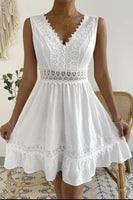 Load image into Gallery viewer, A-Line V-Neck Mini White Summer Graduation Dress