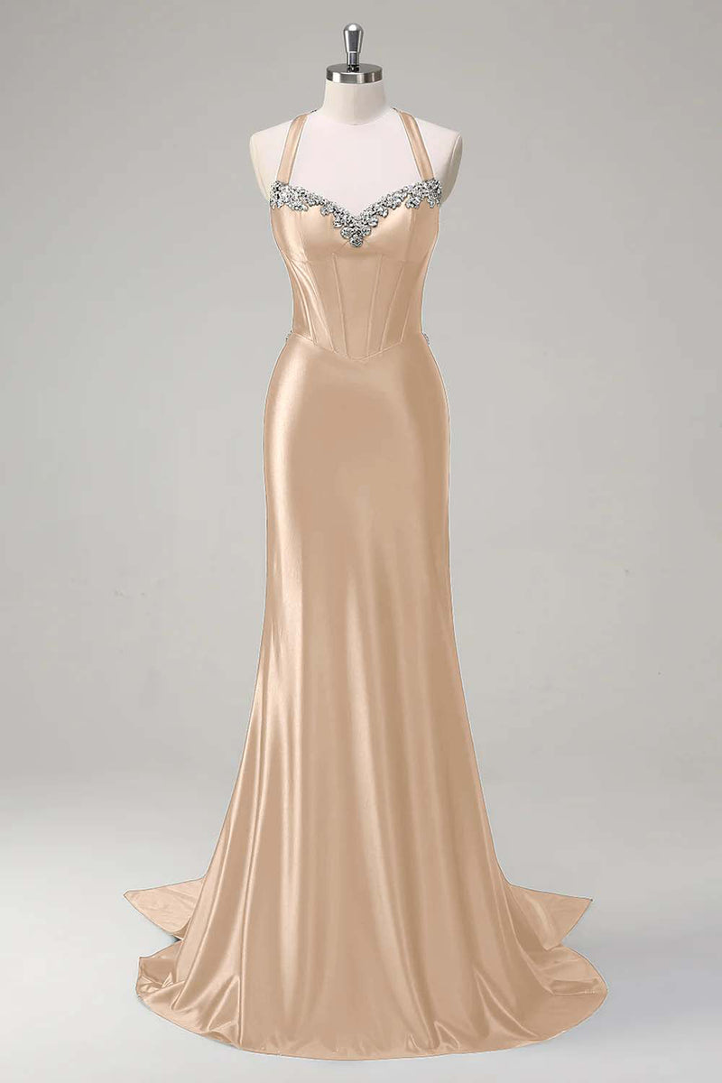 Load image into Gallery viewer, Dark Green Sparkly Beaded Corset Mermaid Spaghetti Straps Prom Dress