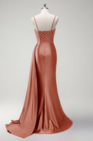 Load image into Gallery viewer, Sparkly Royal Blue Mermaid Corset Satin Long Prom Dress