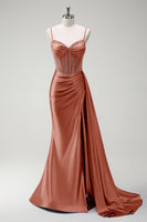 Load image into Gallery viewer, Sparkly Royal Blue Mermaid Corset Satin Long Prom Dress