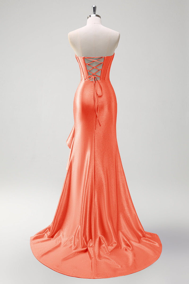 Load image into Gallery viewer, Sparkly Grey Blue Mermaid Strapless Corset Long Prom Dress