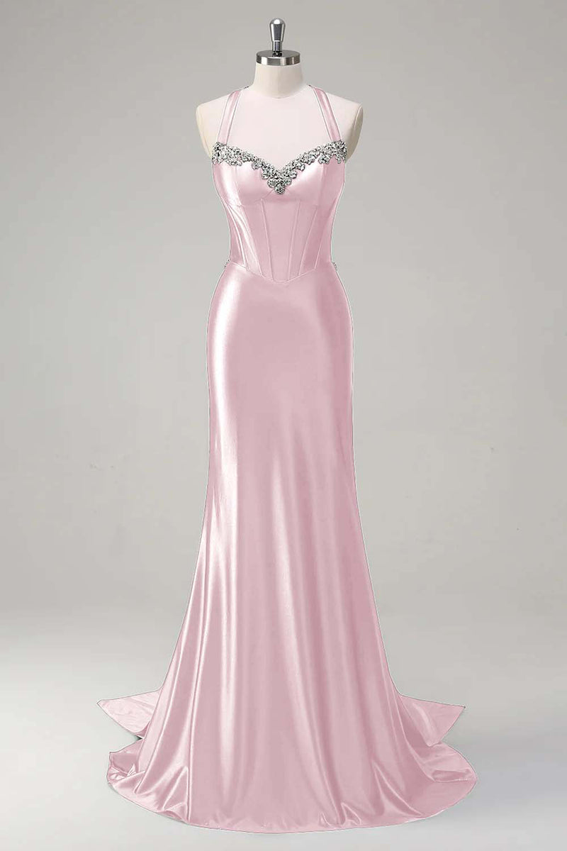 Load image into Gallery viewer, Dark Green Sparkly Beaded Corset Mermaid Spaghetti Straps Prom Dress