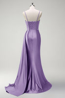 Load image into Gallery viewer, Sparkly Royal Blue Mermaid Corset Satin Long Prom Dress