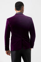 Load image into Gallery viewer, Peak Lapel Dark Purple Single Breasted Men's Blazer