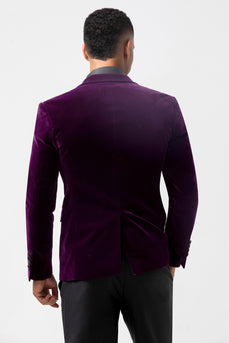 Peak Lapel Dark Purple Single Breasted Men's Blazer