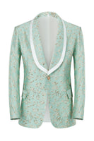 Load image into Gallery viewer, Mint Shawl Lapel One Button Jacquard Men's Prom Suits