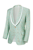 Load image into Gallery viewer, Mint Shawl Lapel One Button Jacquard Men's Prom Suits