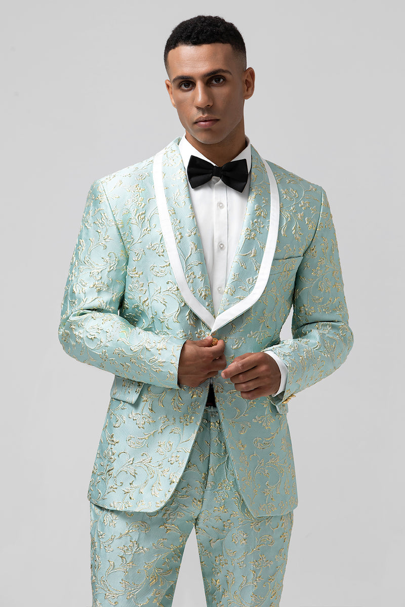 Load image into Gallery viewer, Mint Shawl Lapel One Button 2 Pieces Men's Suits