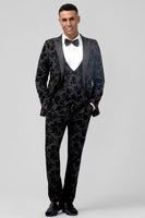 Load image into Gallery viewer, Black Peak Lapel 3 Pieces Men's Prom Suits