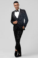 Load image into Gallery viewer, Black Peak Lapel 3 Pieces Men's Prom Suits