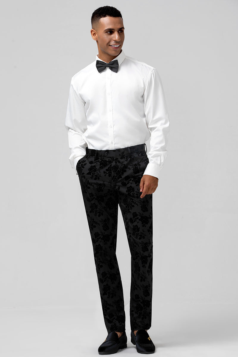 Load image into Gallery viewer, Black Peak Lapel 3 Pieces Men's Prom Suits