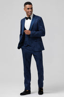 Load image into Gallery viewer, Light Pink 3 Piece Peak Lapel Jacquard One Button Men's Prom Suits