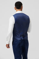 Load image into Gallery viewer, Dark Blue 3 Piece Peak Lapel Jacquard One Button Men's Prom Suits