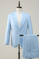 Load image into Gallery viewer, Light Blue Peak Lapel 2 Piece Men's Prom Suits