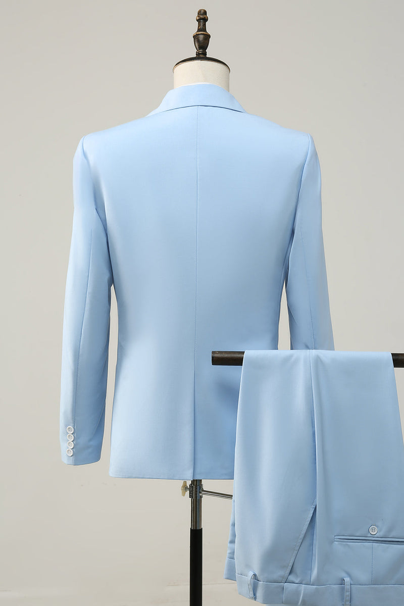 Load image into Gallery viewer, Light Blue Peak Lapel 2 Piece Men's Prom Suits