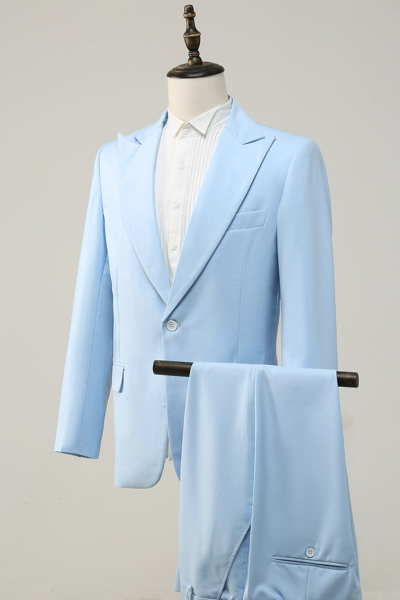 Load image into Gallery viewer, Light Blue Peak Lapel 2 Piece Men's Prom Suits