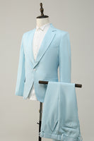 Load image into Gallery viewer, 2 Piece Light Blue Notched Lapel Men's Prom Suits