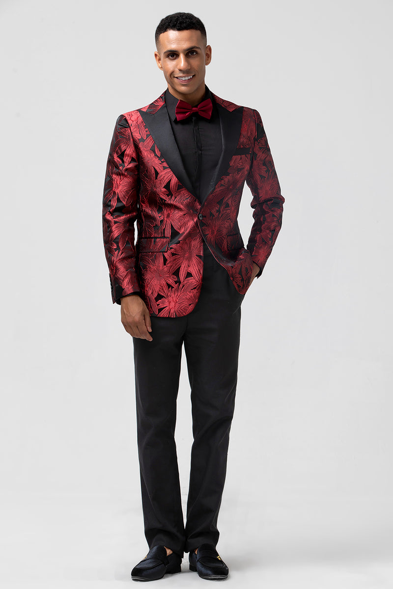 Load image into Gallery viewer, Peak Lapel Red 2 Pieces One Button Men's Prom Blazer