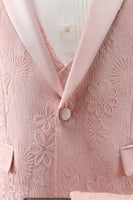 Load image into Gallery viewer, Light Pink 3 Piece Peak Lapel Jacquard One Button Men's Prom Suits