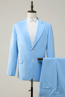 Load image into Gallery viewer, Peak Lapel Single Breasted Sky Blue Men's Prom Suits