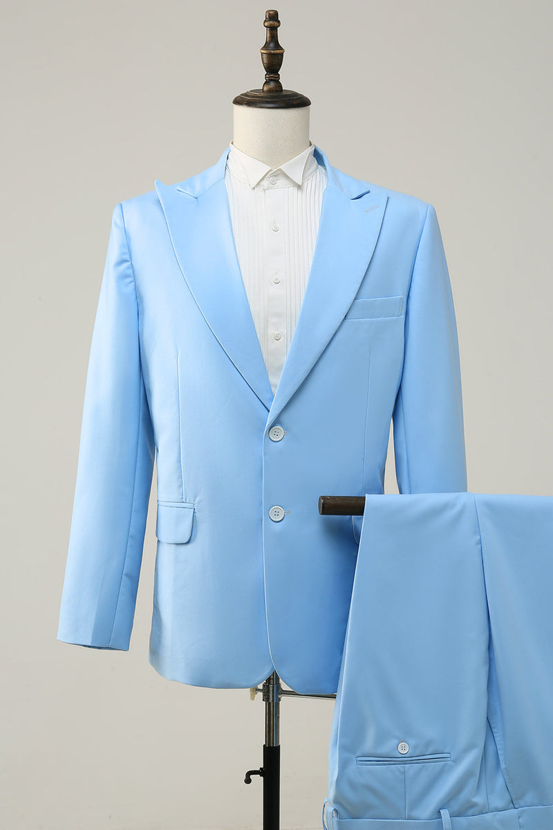 Load image into Gallery viewer, Peak Lapel Single Breasted Sky Blue Men's Prom Suits
