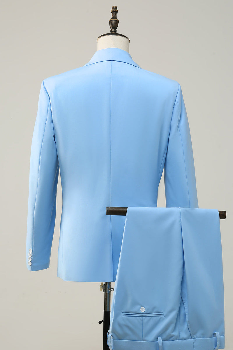 Load image into Gallery viewer, Peak Lapel Single Breasted Sky Blue Men's Prom Suits