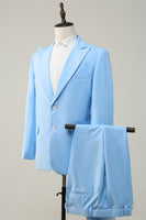 Load image into Gallery viewer, Peak Lapel Single Breasted Sky Blue Men's Prom Suits