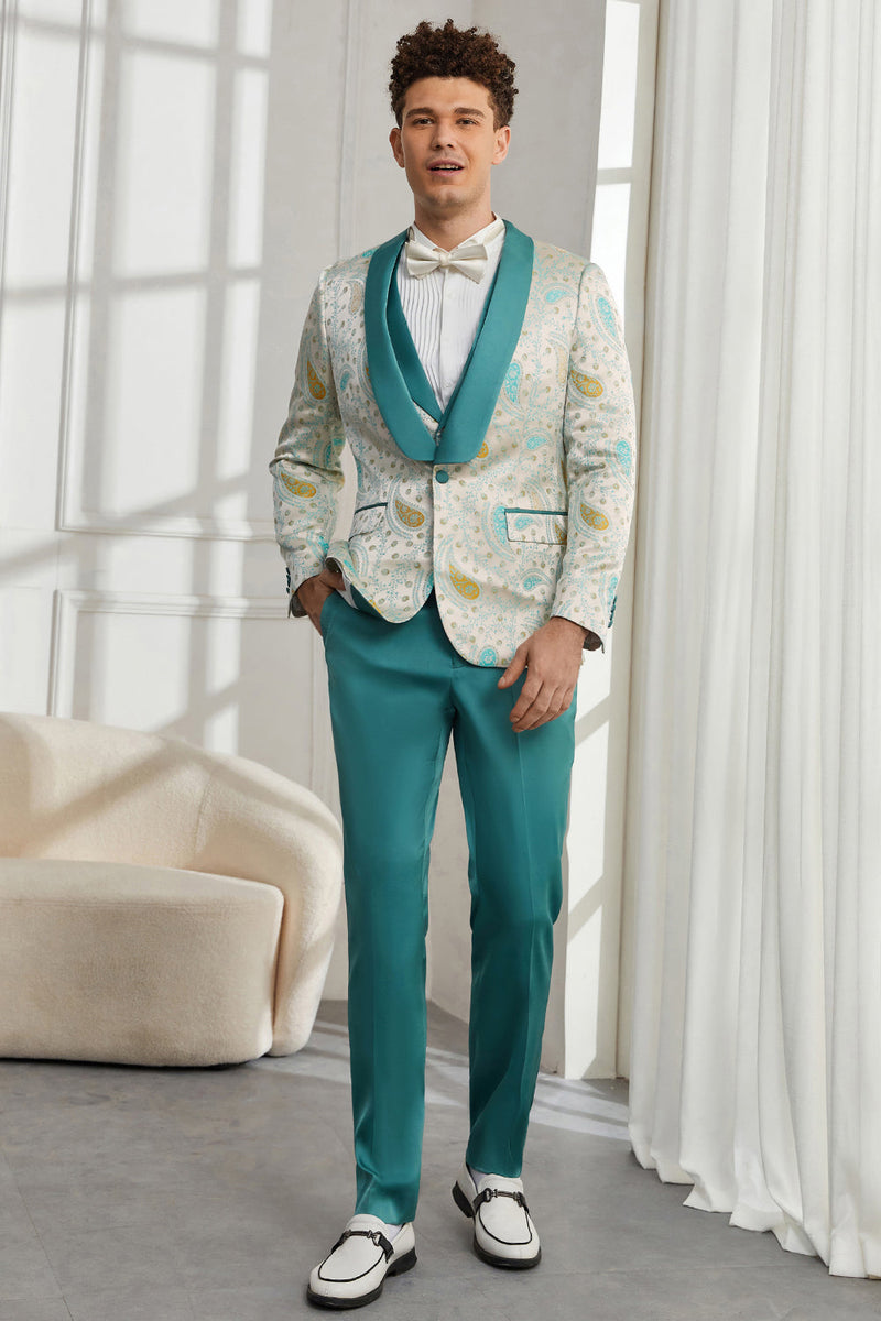 Load image into Gallery viewer, Shawl Lapel One Button Light Green 3 Piece Men's Homecoming Suits