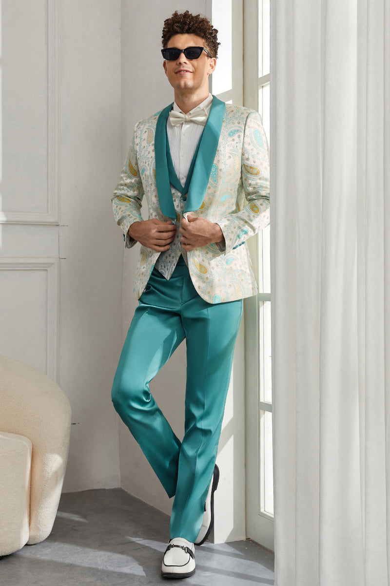 Load image into Gallery viewer, Shawl Lapel One Button Light Green 3 Piece Men's Homecoming Suits