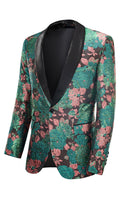 Load image into Gallery viewer, Green Shawl Lapel Jacquard Floral Pattern Men's Homecoming Suit Jacket Blazer