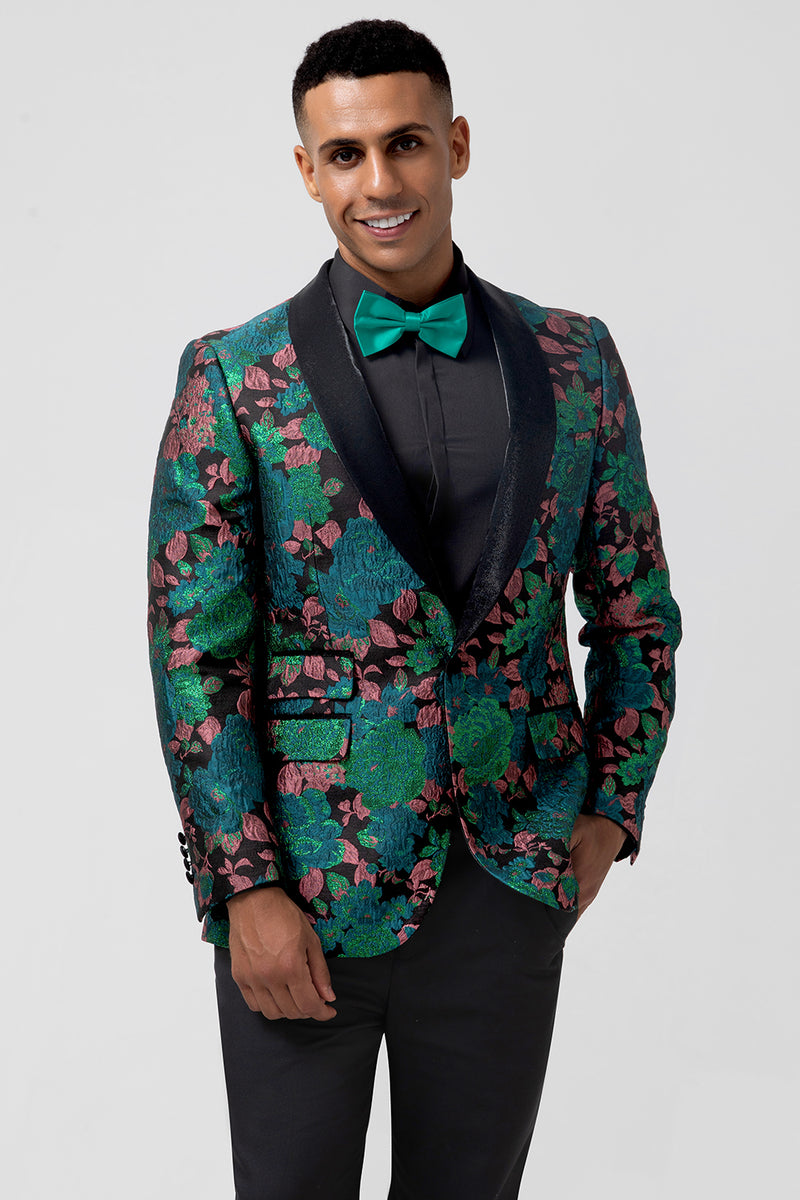 Load image into Gallery viewer, Green Shawl Lapel One Button Men's Prom Blazer