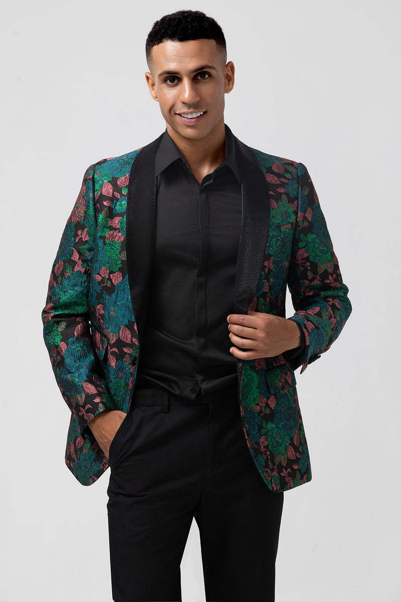 Load image into Gallery viewer, Green Shawl Lapel One Button Men's Prom Blazer