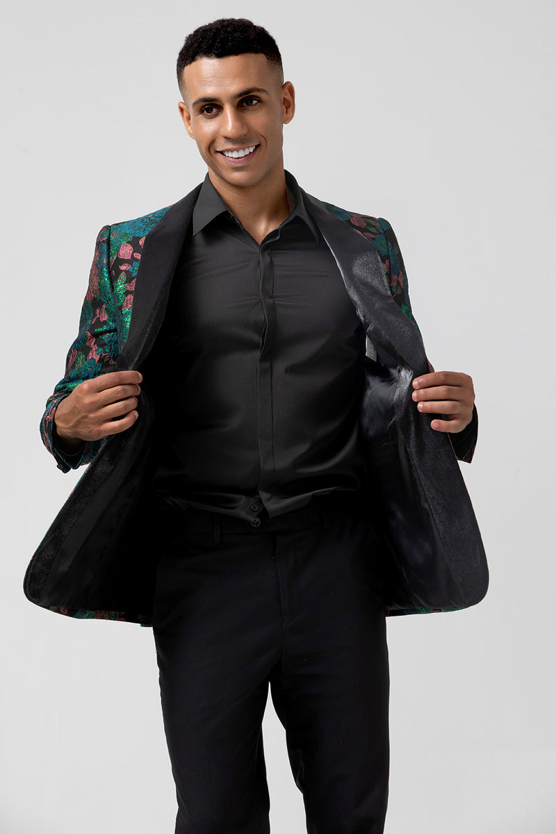 Load image into Gallery viewer, Green Shawl Lapel One Button Men's Prom Blazer