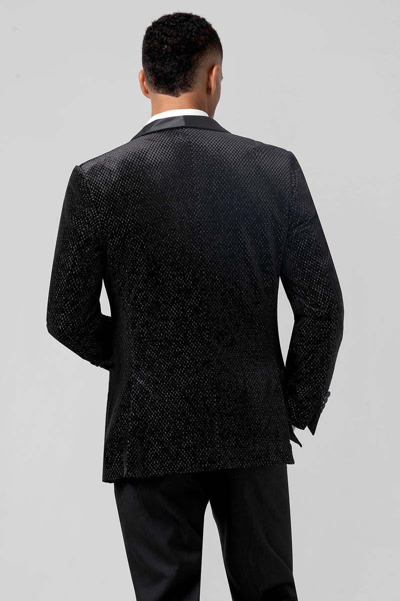 Load image into Gallery viewer, Black Shawl Lapel 3 Pieces One Button Men's Prom Suits