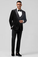 Load image into Gallery viewer, Black Shawl Lapel 3 Pieces One Button Men's Prom Suits