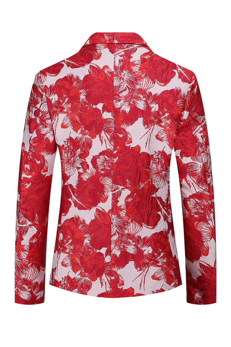 Load image into Gallery viewer, Red Floral Jacquard 2 Piece Men Suits