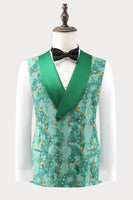 Load image into Gallery viewer, Green Peak Lapel  3 Piece Jacquard One Button Men's Prom Suits