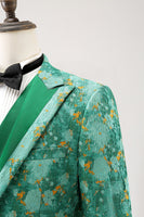 Load image into Gallery viewer, Green Peak Lapel  3 Piece Jacquard One Button Men's Prom Suits