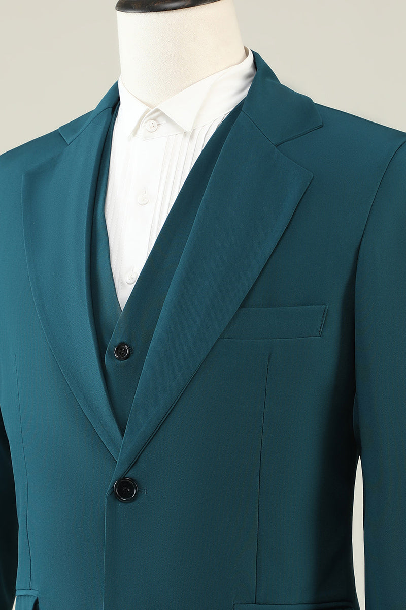 Load image into Gallery viewer, Dark Green Notched Lapel 3 Piece Men's Prom Suits
