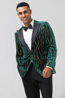 Load image into Gallery viewer, Dark Green Peak Lapel One Button Men's Blazer