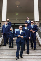 Load image into Gallery viewer, Notched Lapel 3 Pieces Navy One Button Men's Suits For Wedding