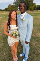 Load image into Gallery viewer, 2 Pieces Light Blue Notched Lapel One Button Men's Wedding Suit