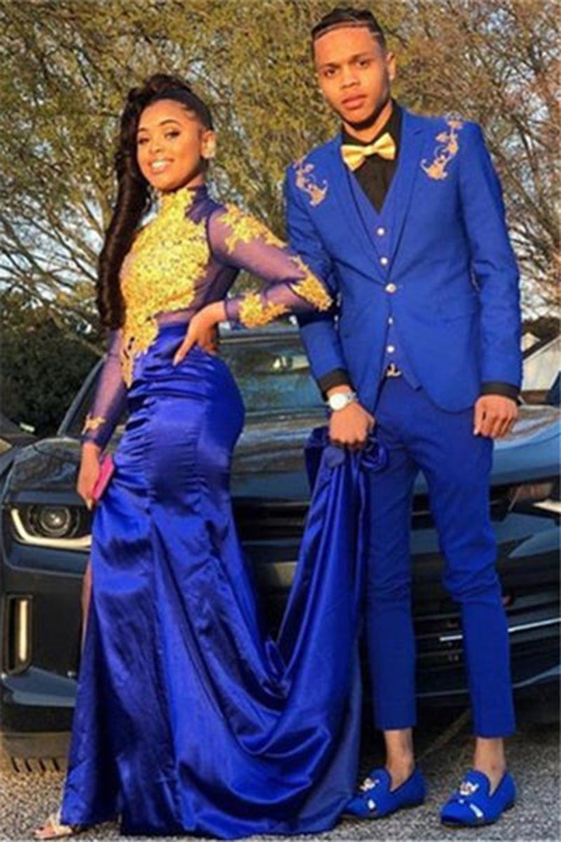 Load image into Gallery viewer, Royal Blue Notched Lapel 2 Piece Men's Prom Suits with One Button