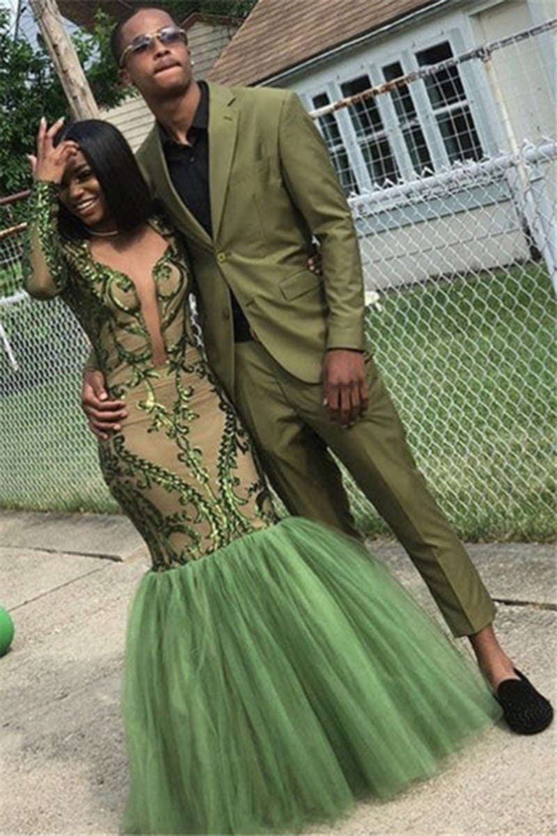 Load image into Gallery viewer, Army Green 2 Piece Single Breasted Notched Lapel Men's Prom Suits