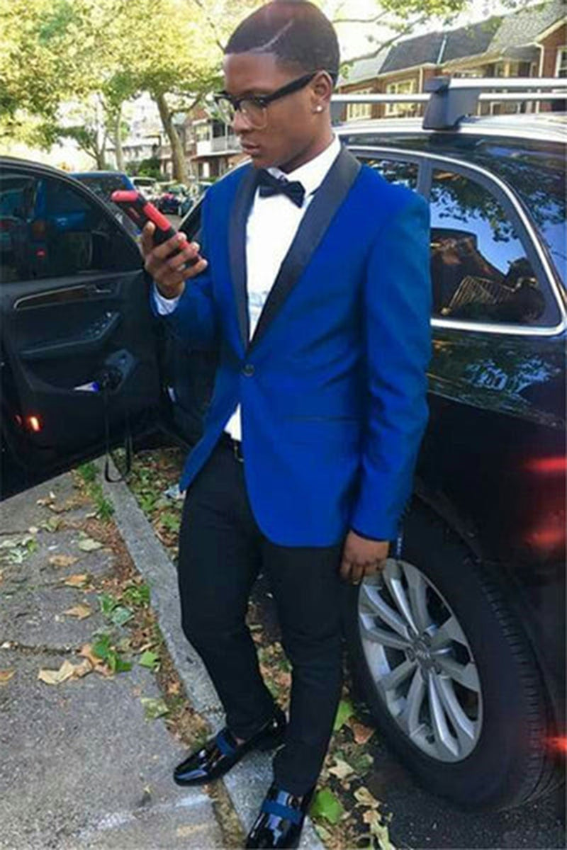 Load image into Gallery viewer, Royal Blue Shawl Lapel 2 Piece Men's Prom Suits with One Button