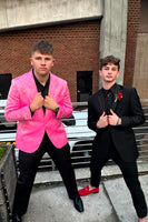Load image into Gallery viewer, Shawl Lapel Pink Jacquard 2-Piece Prom Suits with One Button
