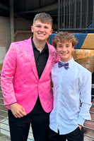 Load image into Gallery viewer, Shawl Lapel Pink Jacquard 2-Piece Prom Suits with One Button