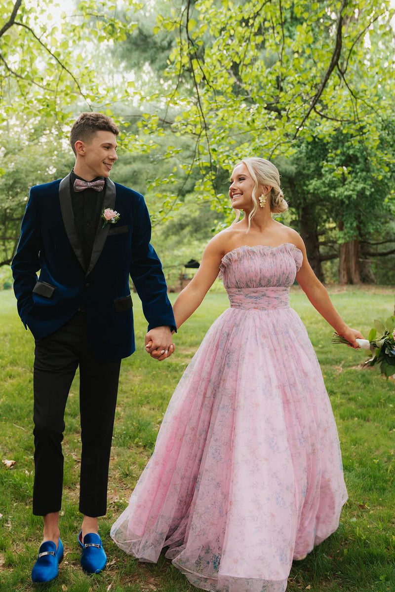 Load image into Gallery viewer, Dark Blue Shawl Lapel One Button 2-Piece Men's Prom Suits with Flower